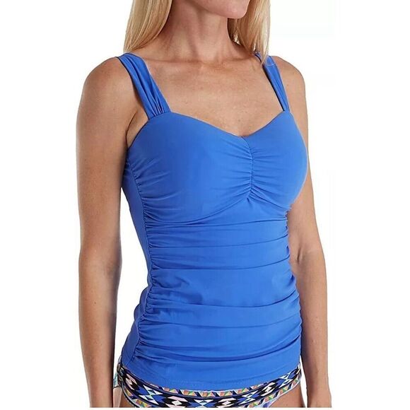 GOTTEX Profile Tankini Top Size 34D Tutti Frutti Sweetheart Swim Top Blue - Picture 1 of 7
